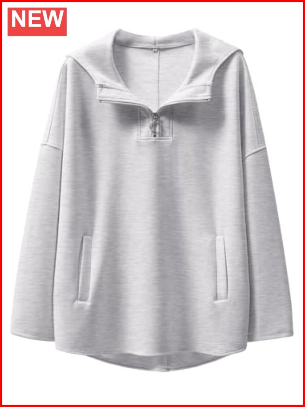 Oversized Quarter Zip Hoodie Pullover High Low Hem Womens